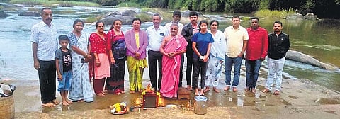 A sacred ritual, as part of the ‘Cauvery Maha Aarathi’, at Kushalnagar in Kodagu district. (Photo | Express)