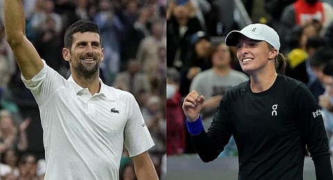 Novak Djokovic and Iga Swiatek. (Photo | AP)