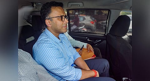 Businessman Arun Pillai, accused in Delhi liquor policy case, being taken to court from ED office, in New Delhi. (File Photo | PTI)