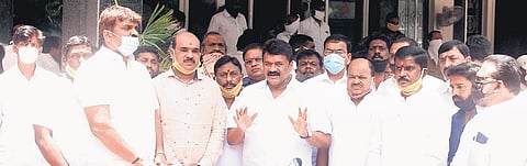 Minister for Animal Husbandry Talasani Srinivas Yadav addressing the media at MCRHRD in Hyderabad | Sathya Keerthi