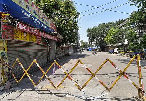 A view of Lajpat Nagar Market during ongoing COVID-19 lockdown in New Delhi Friday May 15 2020. (Photo | PTI)