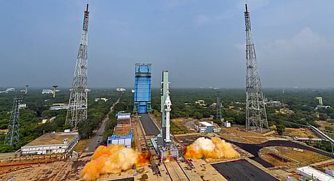 ISRO's TV-D1 test flight of Mission Gaganyaan lifts off from Satish Dhawan Space Station, in Sriharikota. (Photo | PTI)