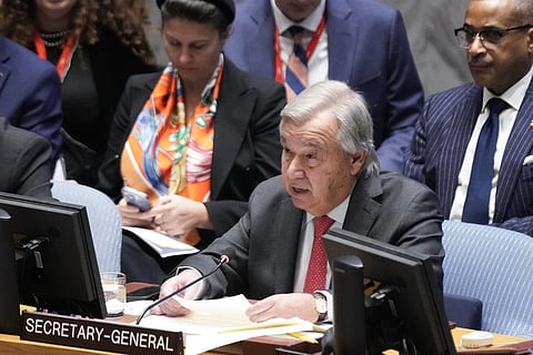 United Nations Secretary-General Antonio Guterres speaks during a Security Council meeting at United Nations headquarters, Tuesday, Oct. 24, 2023. (AP)
