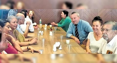 Brown and family during a chat with the members of Mampally family