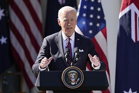 US President Joe Biden speaks during a news conference with Australia's PM Anthony Albanese, in the Rose Garden of the White House in Washington, Wednesday, Oct. 25, 2023. (Photo | AP)