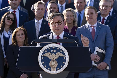 US House Speaker Mike Johnson of La., speaks during a news conference at the Capitol in Washington, Wednesday, Oct. 25, 2023. (Photo | AP)