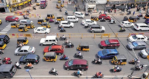 In T Nagar, straight-moving vehicles can now pass without any delay and waiting time for turning vehicles has reduced to a maximum of 45 seconds. (Photo | Allen Egenuse J)