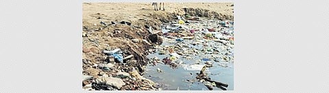 Waste around Kathajodi river bed at Devi Gada in Cuttack.