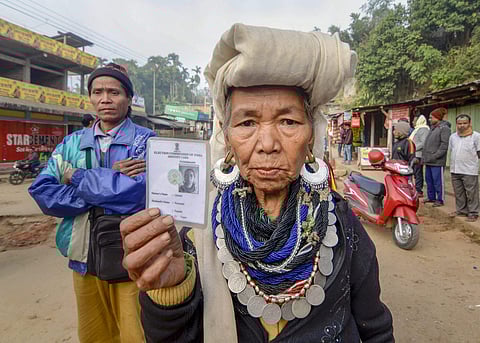 A bru tribal woman during the MIzoram Assembly polls in 2018. (File Photo | PTI)
