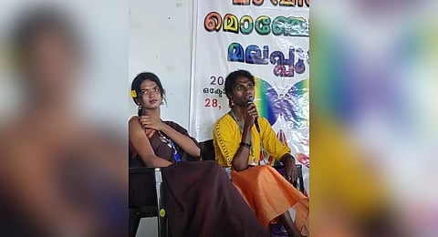 Prakriti N V speaking at a discussion organised in Malappuram as part of the 12th Kerala Queer Pride event on Saturday