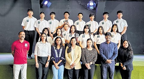 Sai Divya Kurapati, founder of N Space Tech,along with the students from Myanmar