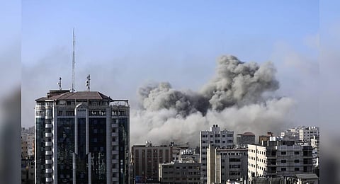 Smoke rises following Israeli bombardment on Gaza City, Monday | AP