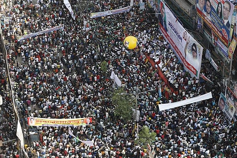 Activists of the Bangladesh Nationalist Party participate in a protest in Dhaka, Bangladesh, Saturday, Oct. 28, 2023. (Photo | AP)