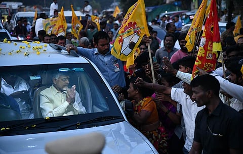 TDP supremo N Chandrababu Naidu comes out of the Rajamahendravaram Central Prison as he is granted interim bail for 4 weeks. (Photo | Express)