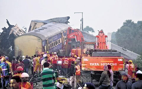 Restoration works going on in full swing between Kantakapalle and Alamanda stations in Vizianagaram on Monday | EXPRESS
