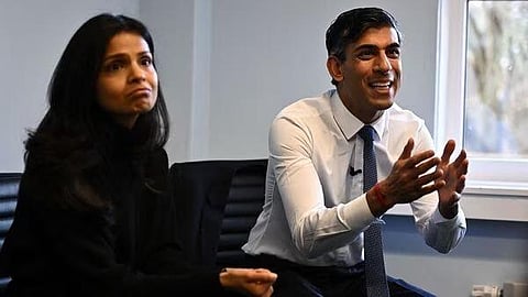 Britain's Prime Minister Rishi Sunak and his wife Akshata Murty (AFP)
