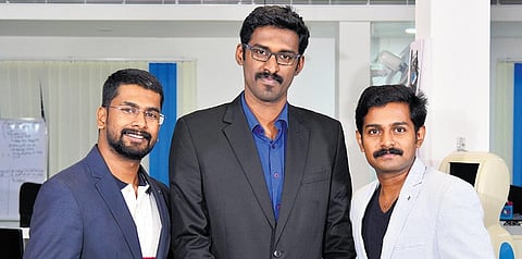 Founders of Sastra Robotics Akhil A, Achu Wilson and P Aronin