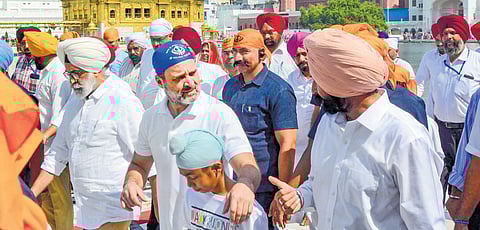Congress leader Rahul Gandhi during a visit to the Golden Temple in Amritsar on Tuesday | PTI