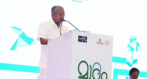 File photo - Chief Minister Pinarayi Vijayan speaks after inaugurating the implementation of Kerala Solid Waste Management Project in Kochi. (Photo | Express)