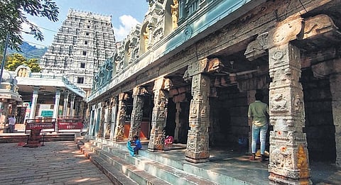 Age-old stone pillar Mandapam at Alipiri in Tirupati I Madhav K