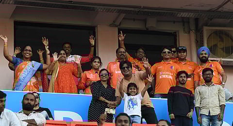 With the first two matches of Netherlands scheduled to be held in Hyderabad, Teja was more than happy to invite his family to the ground. (Photo | Vinay Madapu)