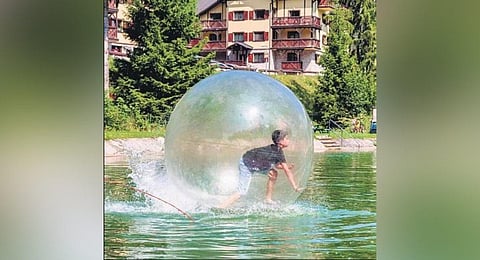 Water zorbing, an adventure activity, has been introduced in the Dal Lake.