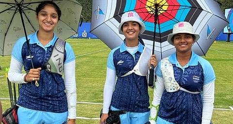 The women's team of Ankita Bhakat, Simranjeet Kaur and Bhajan Kaur. (Photo | SAI Media Twitter)