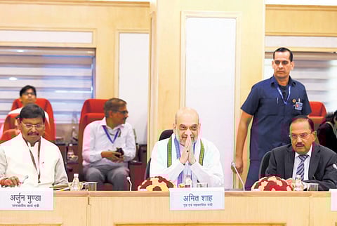 Home Minister Amit Shah during security situation review of LWE-affected states | Express