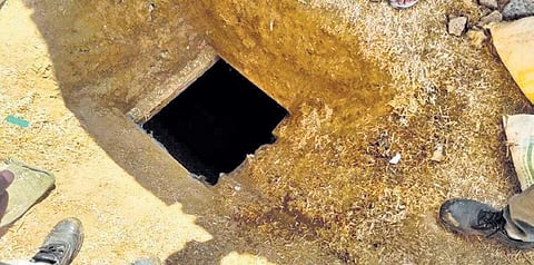 The tunnel dug by the accused to drill out oil in Dwarka. (Photo|Express)