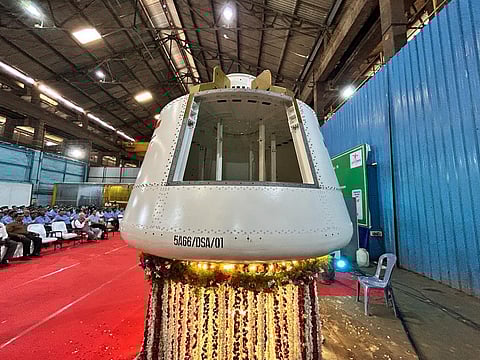 Gaganyaan Mission: The crew module structure for the Integrated Air-Drop Test. (Photo | By Special Arrangement)