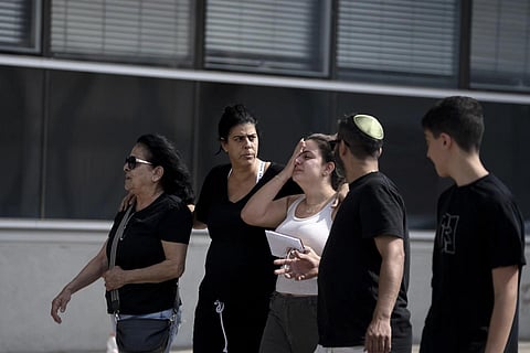 An Israeli family arrives to a police station in Lod to provide DNA samples to help identify a relative missing since the Hamas attack near the Gaza border, Oct 8, 2023. (Photo | AP)