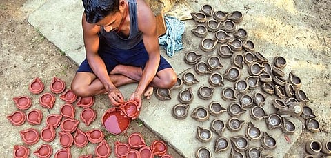 Representational Image: A potter making clay lamps. (Photo| EPS)