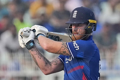 England's Ben Stokes bats during the World Cup match against Pakistan in Kolkata (Photo | AP)
