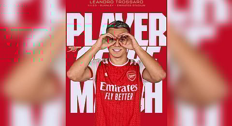 Arsenal's Leandro Trossard. (Photo | Twitter, @Arsenal)