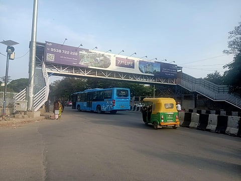 The skywalk built three months ago by the BBMP is largely unused by public. It does not have lifts as HAL has to hand over land. (Photo | Express)