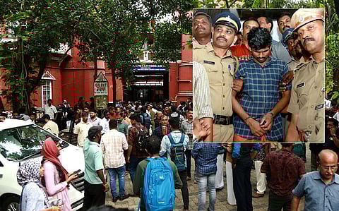 Asafak Alam, the sole convict in the rape and murder of a five-year-old girl in Aluva, coming out of the court after the verdict. (Photo | T P Sooraj)