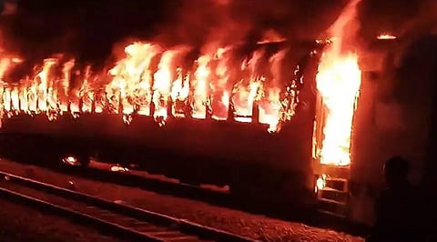 As soon as the train halted, passengers started jumping out of the sleeper coach.