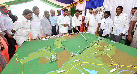 Chief Minister YS Jagan Mohan Reddy on Wednesday laid the foundation stone for the Varikapudisela Lift Irrigation Project at Macherla of Palandu district.(Photo | Express)