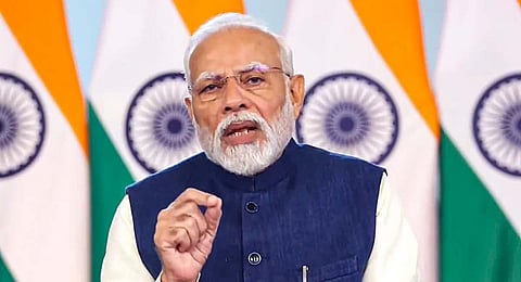 Prime Minister Narendra Modi addresses the inaugural session of the 2nd Voice of Global South Summit via a video conference. (Photo | PTI)