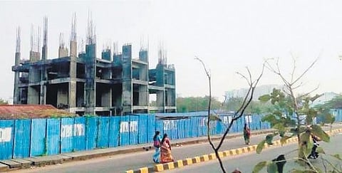 The incomplete building of Dewa Projects on Marine Drive
