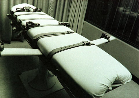 In this file handout photo taken on February 2, 1998 and released by the Texas Department of Corrections, shows the gurney used to execute prisoners by lethal injection, called the Death Chamber | AFP