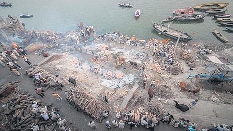 A cremation ghat in Varanasi