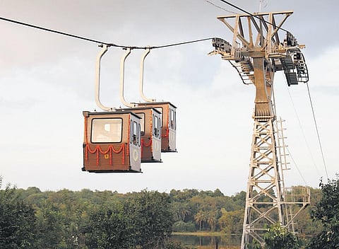 Ropeway rides at Nandankanan Zoological Park.
