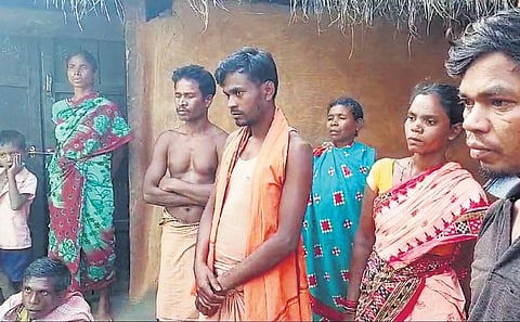 The family members of Bhagaban at Talbeda village. (Photo | Express)