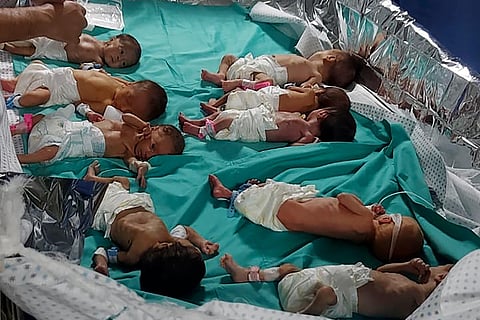 FILE - This photo released by Dr. Marawan Abu Saada shows prematurely born Palestinian babies in Shifa Hospital in Gaza City | AP