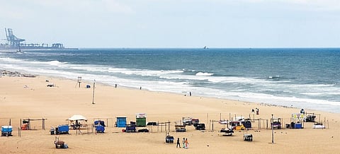 Project includes work like cleaning sand and sand nourishment. (Photo | Ashwin Prasath, EPS)