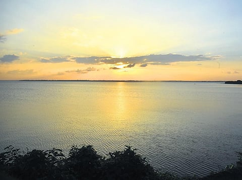 A shot of Puzhal Lake, Chennai, during sunset. (Photo | P Ravikumar, EPS)