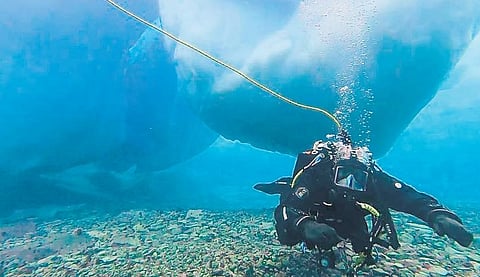 Vishnu during an expedition under sea