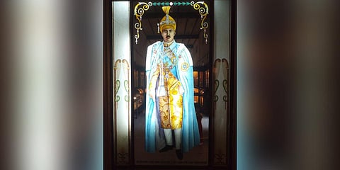The reverse glass painting of the seventh Nizam Mir Osman Ali Khan at the Nizam’s Museum in Purani Haveli