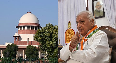 A collage of the Supreme Court of India and Kerala Governor Arif Mohammed Khan. (Photo | EPS)